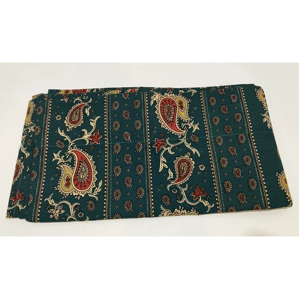 Valance Drapes Window Covering Set Green Paisley Crown Crafts Middlebury NEW